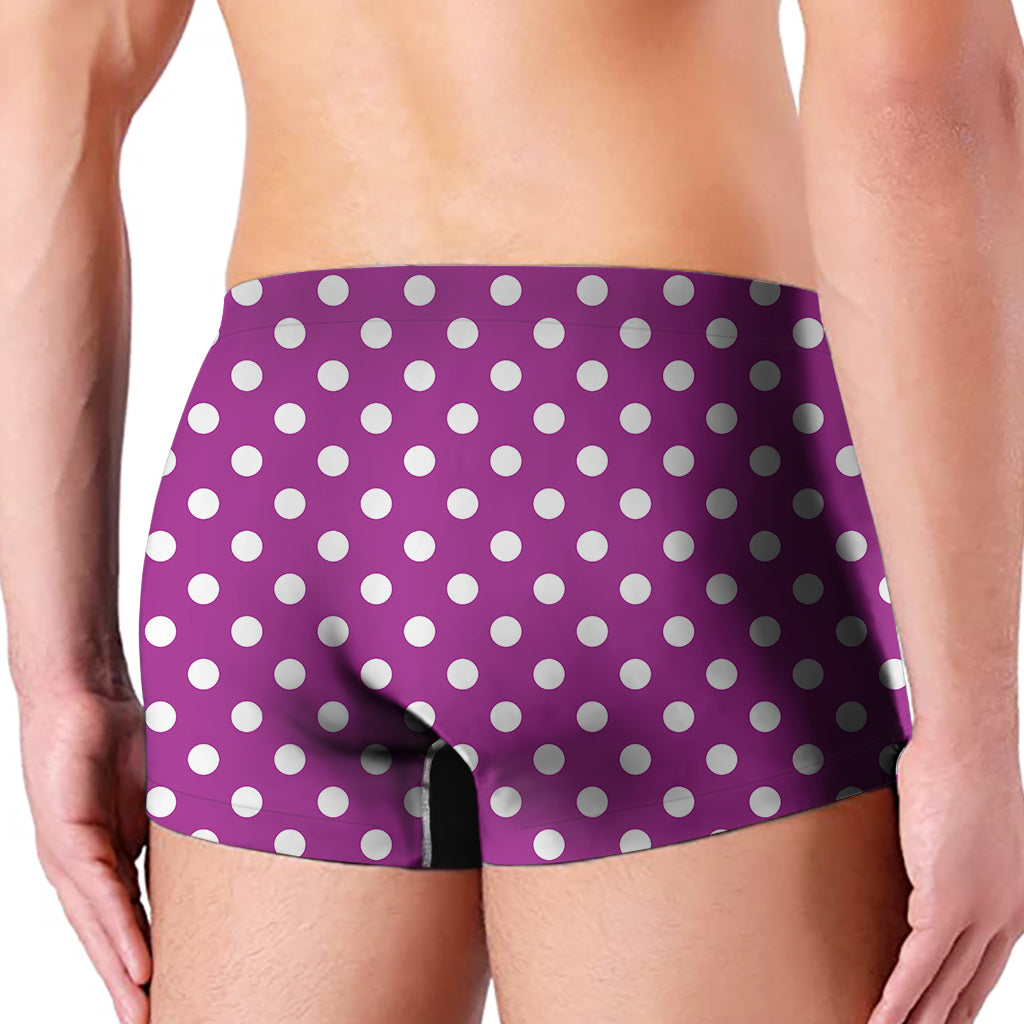 Purple And White Polka Dot Pattern Print Men's Boxer Briefs