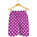 Purple And White Polka Dot Pattern Print Men's Shorts