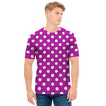 Purple And White Polka Dot Pattern Print Men's T-Shirt