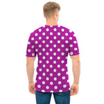 Purple And White Polka Dot Pattern Print Men's T-Shirt