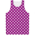 Purple And White Polka Dot Pattern Print Men's Tank Top