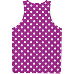 Purple And White Polka Dot Pattern Print Men's Tank Top