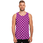 Purple And White Polka Dot Pattern Print Men's Tank Top