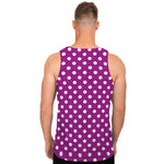 Purple And White Polka Dot Pattern Print Men's Tank Top