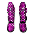 Purple And White Polka Dot Pattern Print Muay Thai Shin Guards