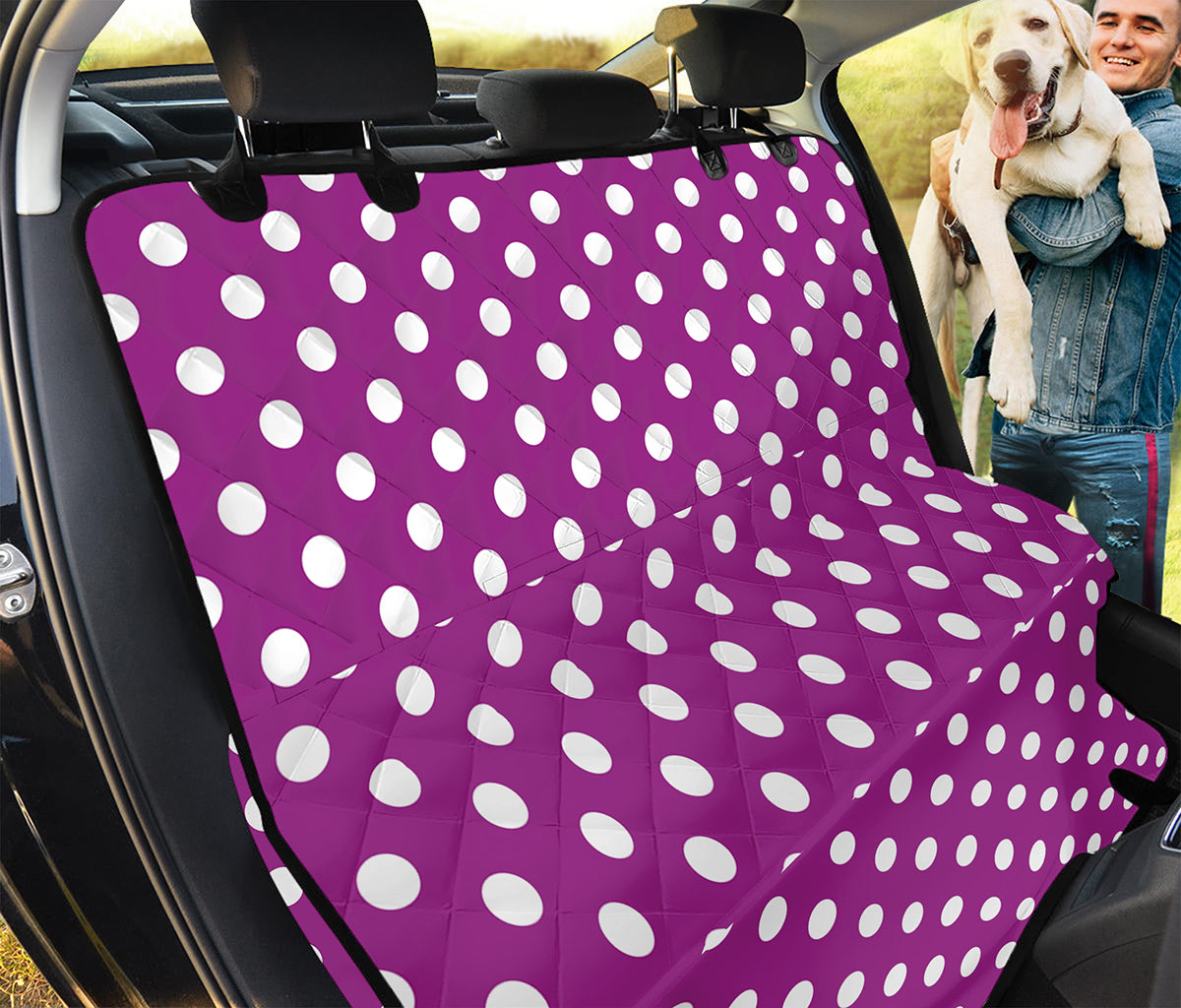 Purple And White Polka Dot Pattern Print Pet Car Back Seat Cover