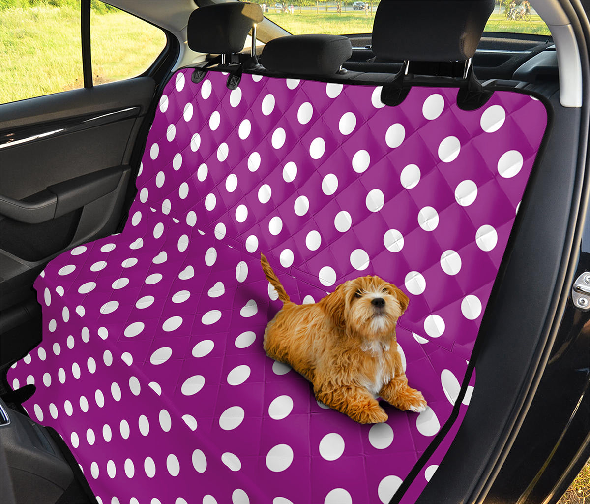 Purple And White Polka Dot Pattern Print Pet Car Back Seat Cover