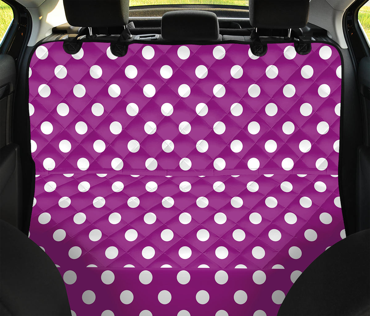 Purple And White Polka Dot Pattern Print Pet Car Back Seat Cover