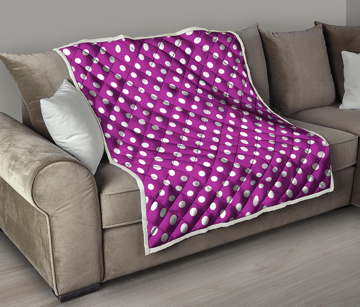 Purple And White Polka Dot Pattern Print Quilt