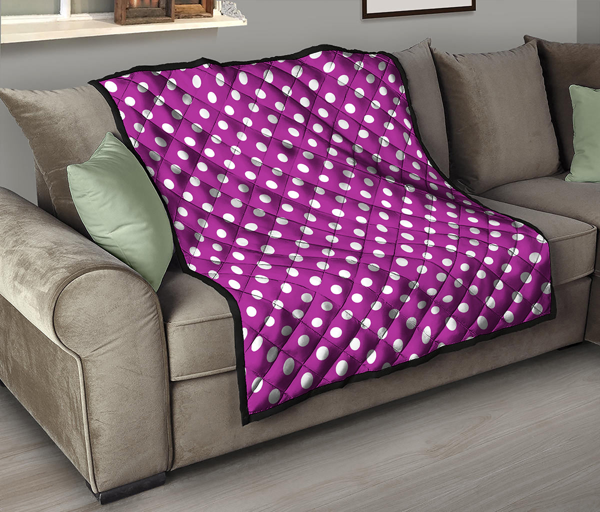 Purple And White Polka Dot Pattern Print Quilt