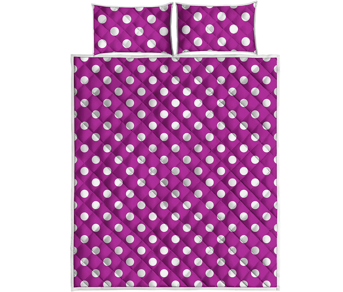 Purple And White Polka Dot Pattern Print Quilt Bed Set