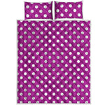 Purple And White Polka Dot Pattern Print Quilt Bed Set
