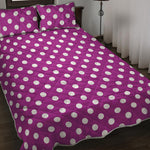 Purple And White Polka Dot Pattern Print Quilt Bed Set