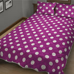 Purple And White Polka Dot Pattern Print Quilt Bed Set