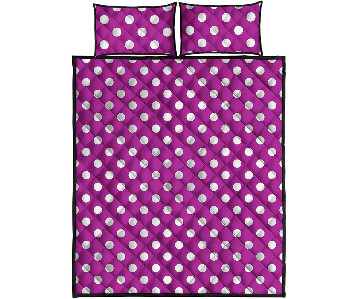 Purple And White Polka Dot Pattern Print Quilt Bed Set