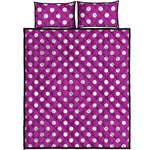 Purple And White Polka Dot Pattern Print Quilt Bed Set