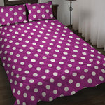 Purple And White Polka Dot Pattern Print Quilt Bed Set