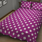 Purple And White Polka Dot Pattern Print Quilt Bed Set