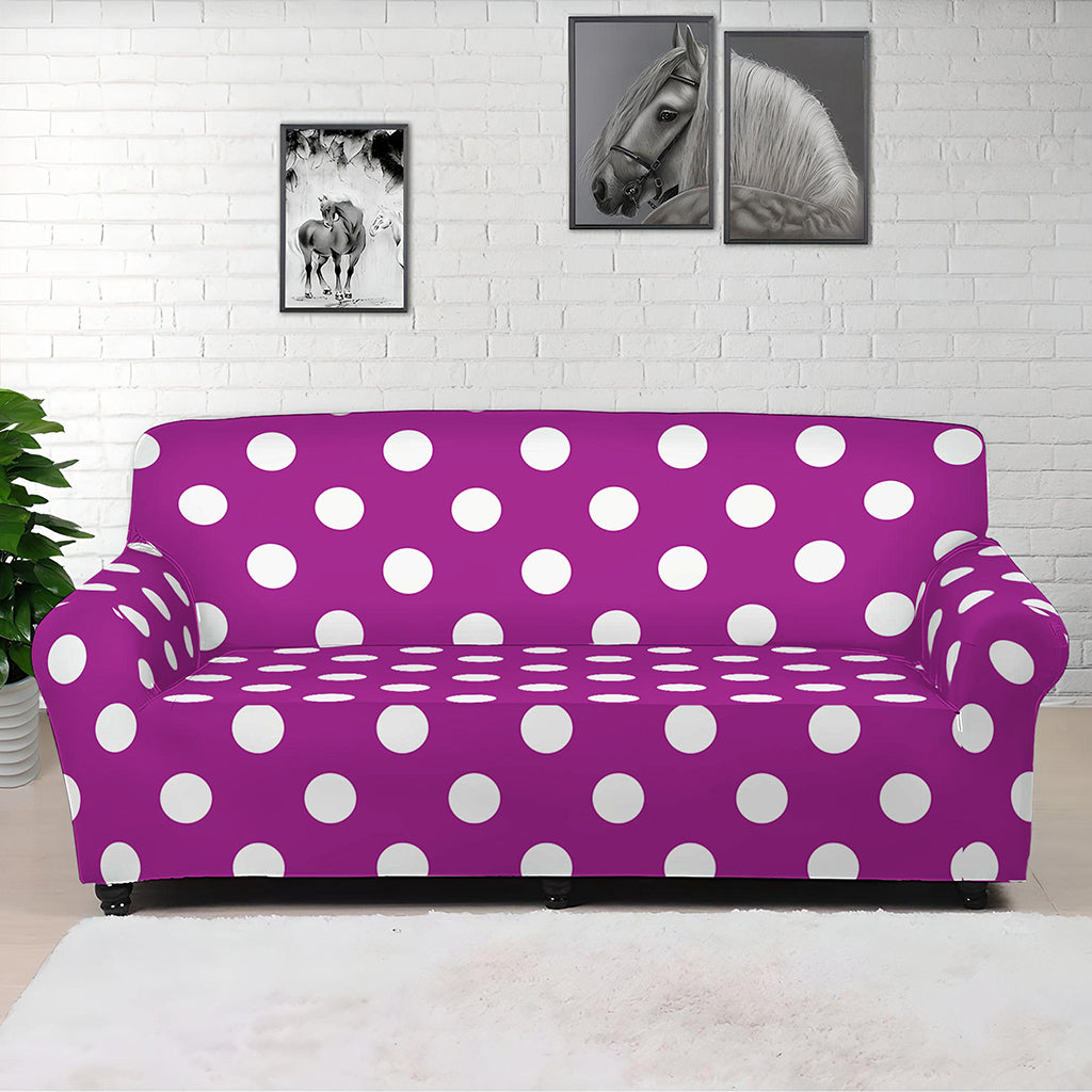 Purple And White Polka Dot Pattern Print Sofa Cover