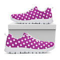 Purple And White Polka Dot Pattern Print White Running Shoes