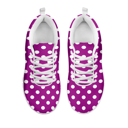 Purple And White Polka Dot Pattern Print White Sneakers