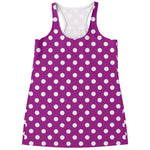 Purple And White Polka Dot Pattern Print Women's Racerback Tank Top