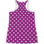 Purple And White Polka Dot Pattern Print Women's Racerback Tank Top