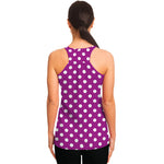 Purple And White Polka Dot Pattern Print Women's Racerback Tank Top