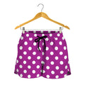 Purple And White Polka Dot Pattern Print Women's Shorts