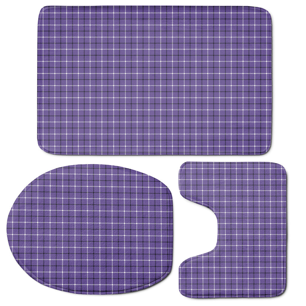 Purple And White Tattersall Print 3 Piece Bath Mat Set