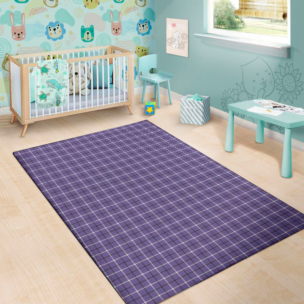 Purple And White Tattersall Print Area Rug