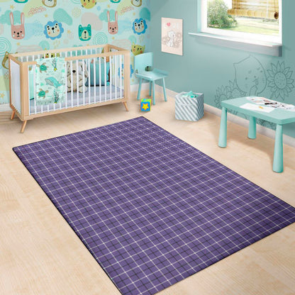 Purple And White Tattersall Print Area Rug