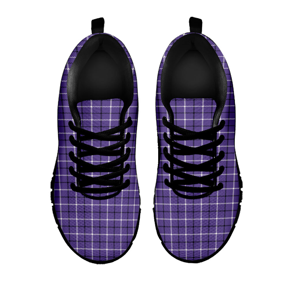 Purple And White Tattersall Print Black Sneakers