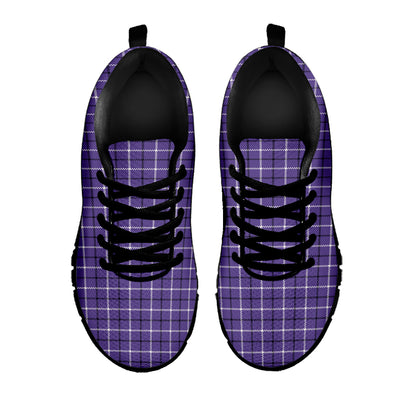 Purple And White Tattersall Print Black Sneakers