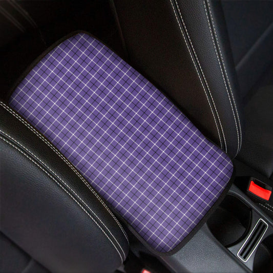 Purple And White Tattersall Print Car Center Console Cover