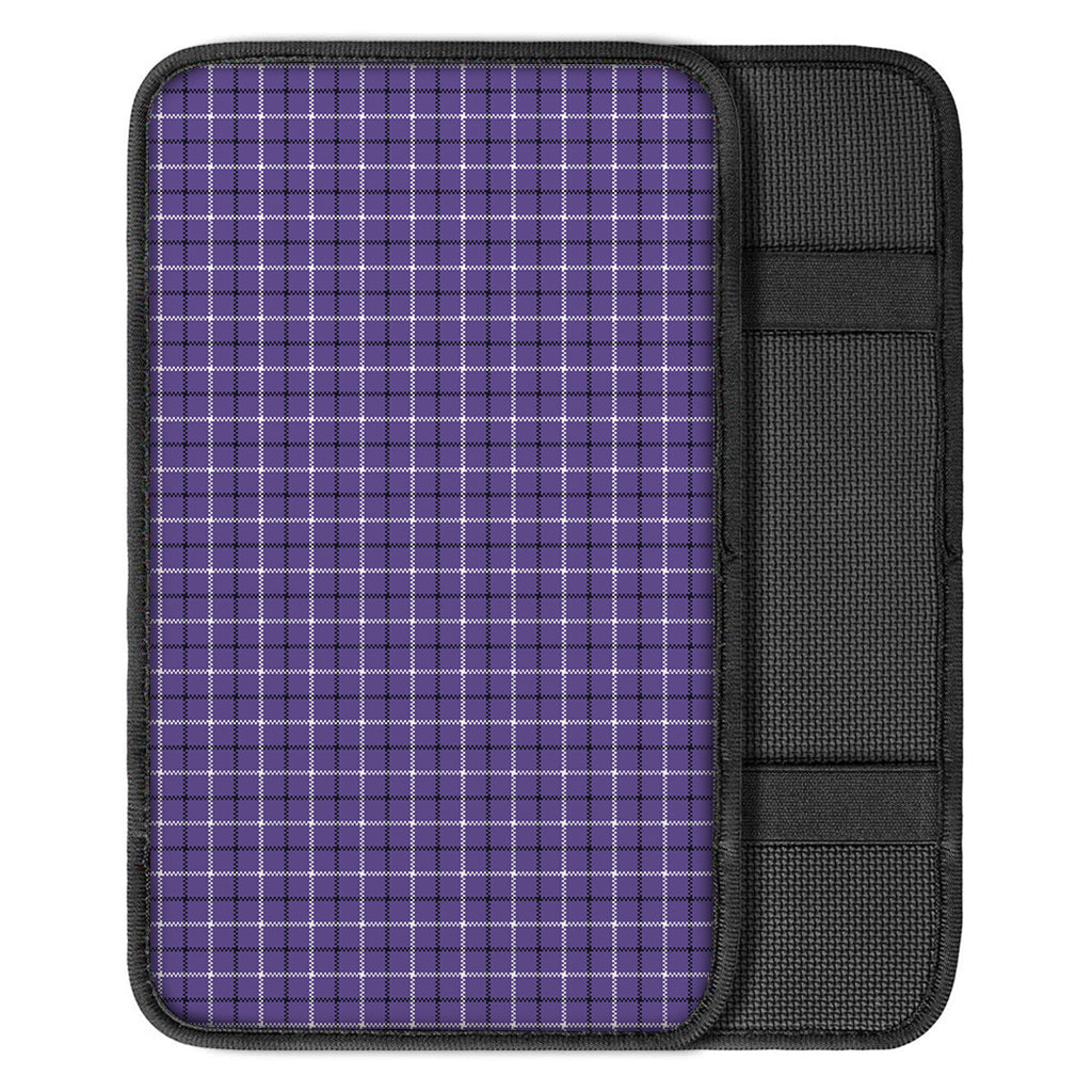 Purple And White Tattersall Print Car Center Console Cover