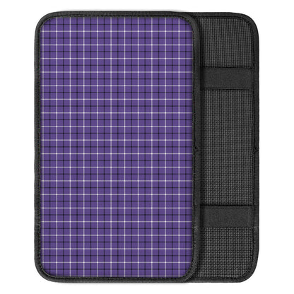 Purple And White Tattersall Print Car Center Console Cover
