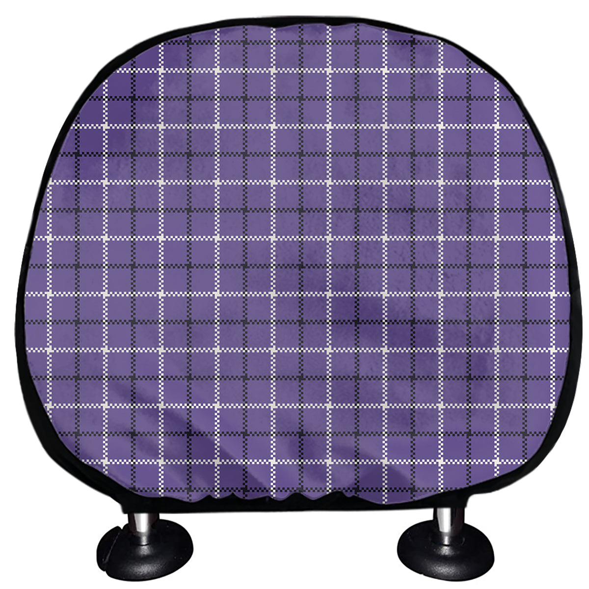 Purple And White Tattersall Print Car Headrest Covers