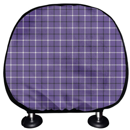 Purple And White Tattersall Print Car Headrest Covers