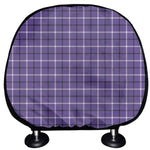 Purple And White Tattersall Print Car Headrest Covers