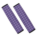 Purple And White Tattersall Print Car Seat Belt Covers