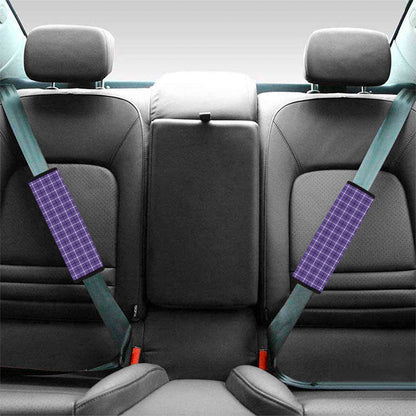 Purple And White Tattersall Print Car Seat Belt Covers