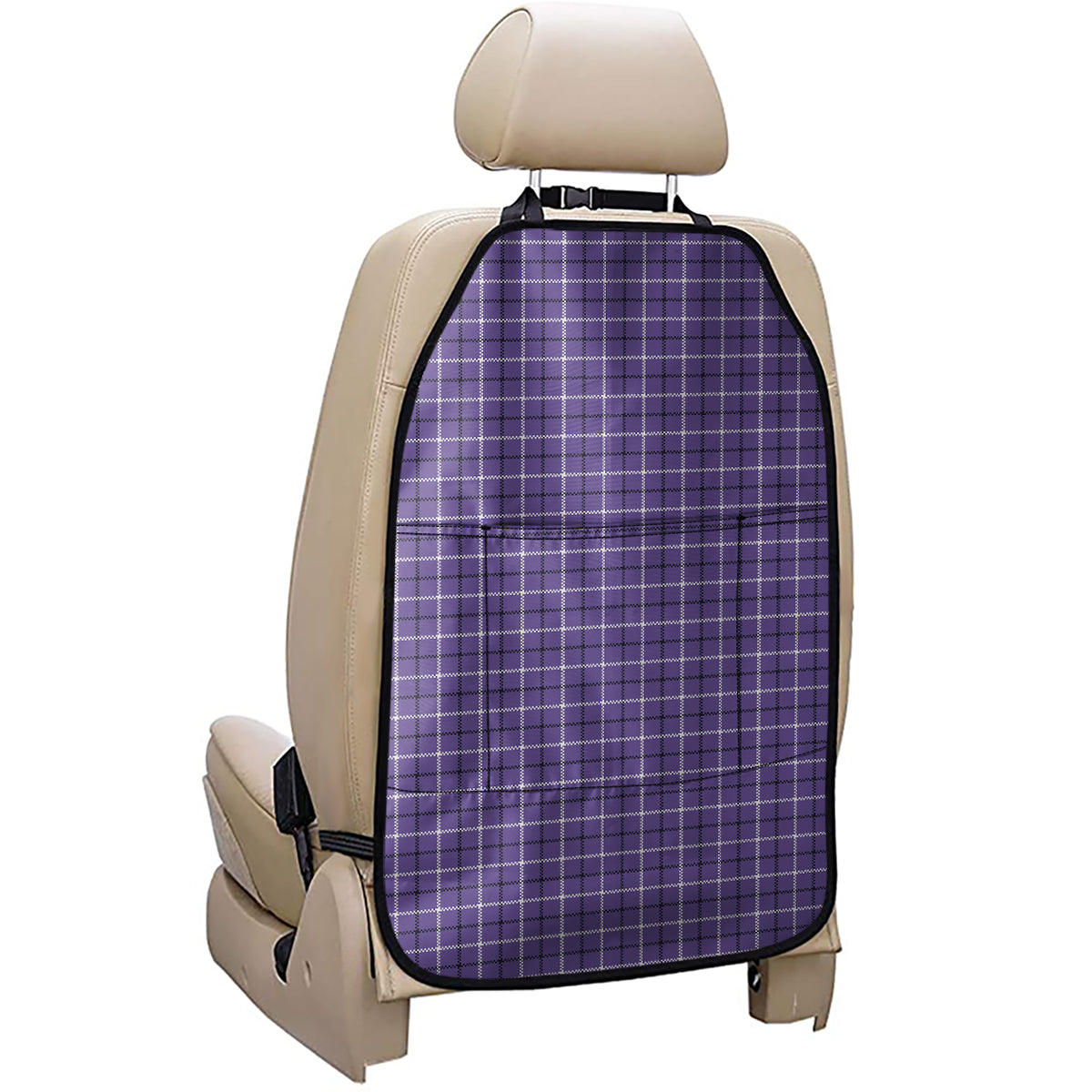 Purple And White Tattersall Print Car Seat Organizers