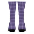 Purple And White Tattersall Print Crew Socks