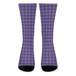 Purple And White Tattersall Print Crew Socks