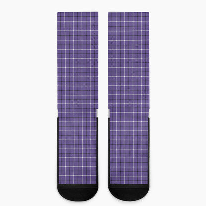 Purple And White Tattersall Print Crew Socks