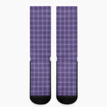 Purple And White Tattersall Print Crew Socks