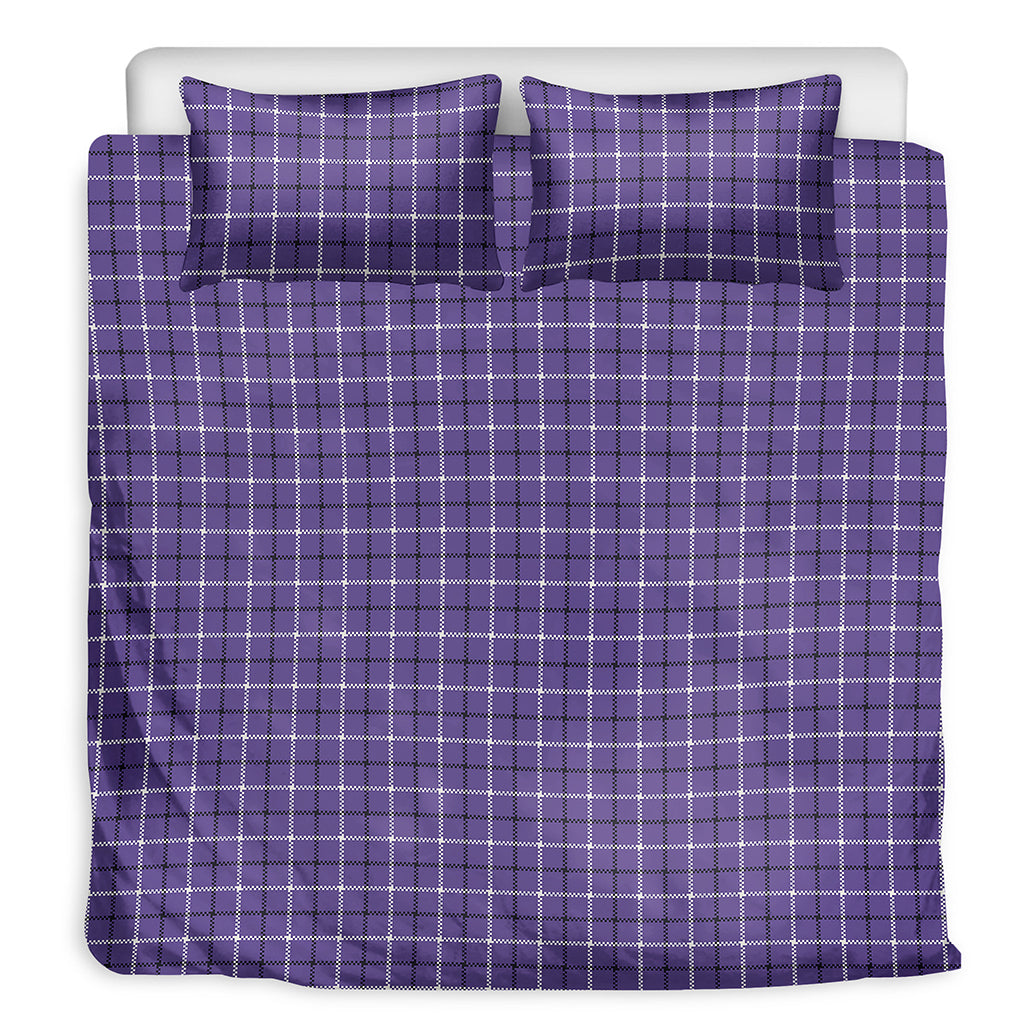 Purple And White Tattersall Print Duvet Cover Bedding Set