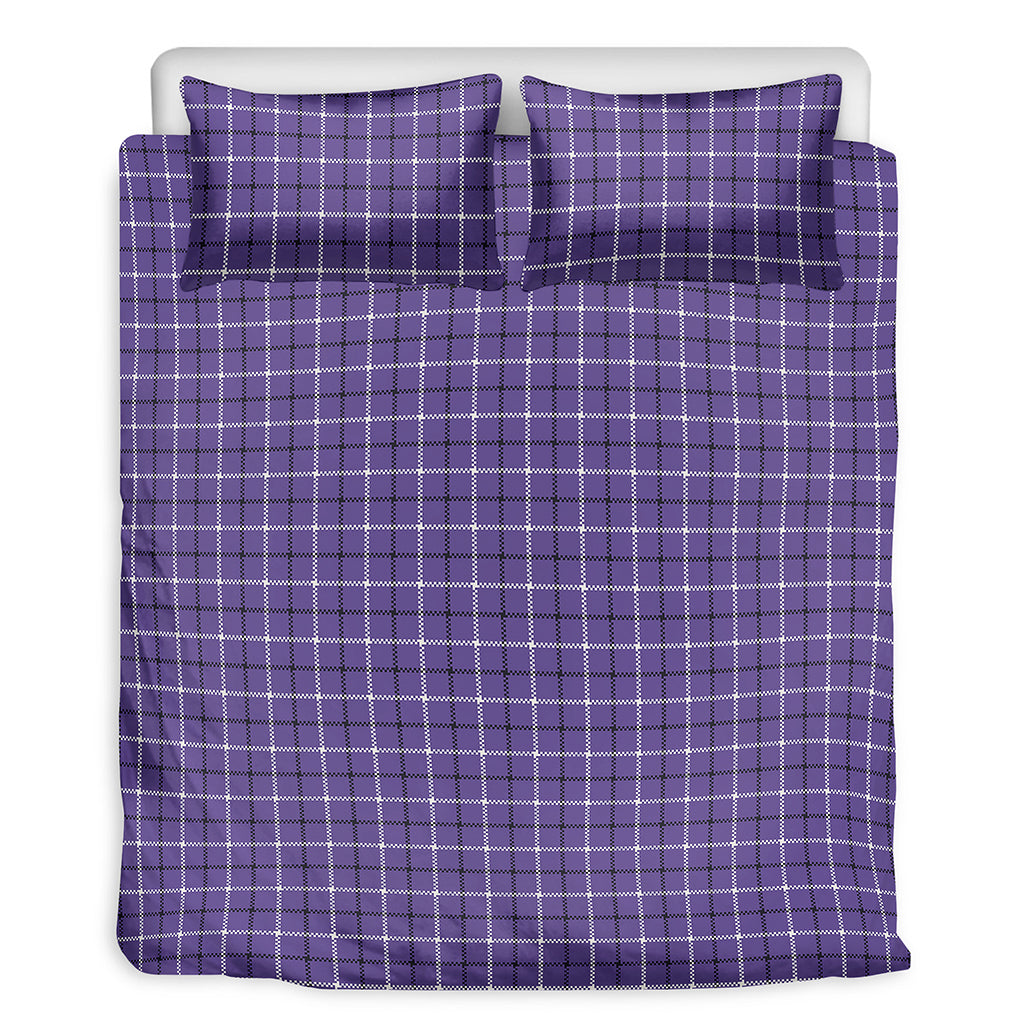 Purple And White Tattersall Print Duvet Cover Bedding Set
