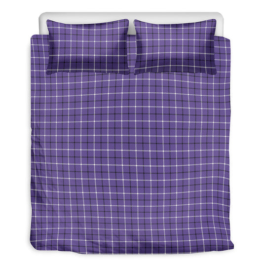 Purple And White Tattersall Print Duvet Cover Bedding Set